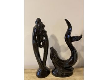 Pair Of 20” Black Statues