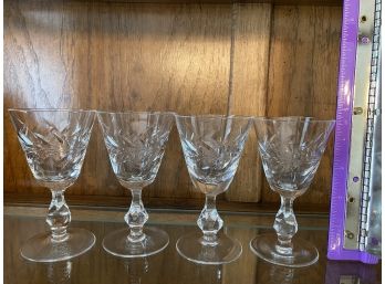 4 Crystal Glasses.  4.5 Inch