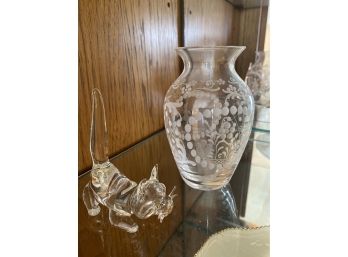 Glass Cat & Vase