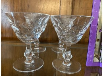 4 Crystal Glasses.  3.5 Inch