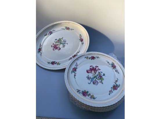 6 Vintage Floral Dinner Plates & Platter