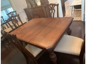 Antique Dining Table With 8 Reproduction Chairs