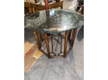Glass Cocktail Table With Rattan Base