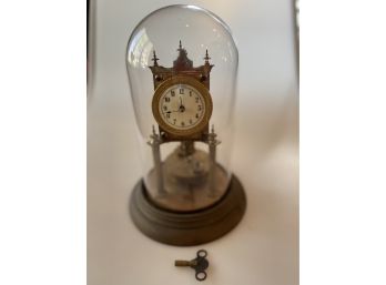 Antique Urania Clock With Glass Dome