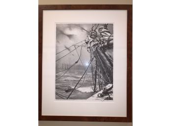 John Noble Lithograph. SCHOONERS RUNNING FOR COVER
