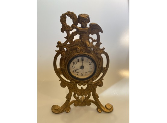Vintage Brass Cherub Clock