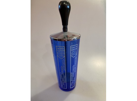 Art Deco Cobalt Blue Cocktail Shaker Ice Crusher
