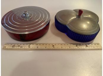 Ruby Red Snd Cobalt Blue Lidded Bowls Divided