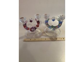 Glass Fruit Candlestick Holders