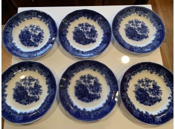 Lot Of 6 Flow Blue Plates