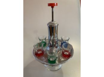 Mid Century Chrome And Glass Drink Dispenser