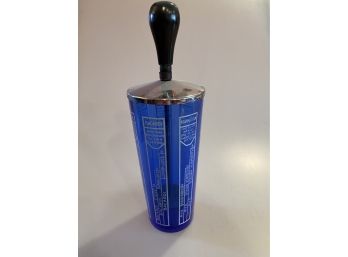 Art Deco Cobalt Blue Cocktail Shaker Ice Crusher