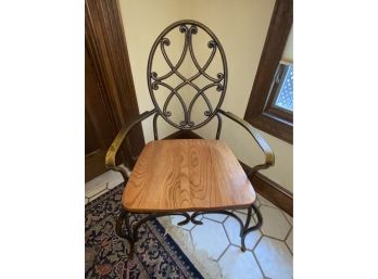 Set Of 4 Wood & Iron Chairs