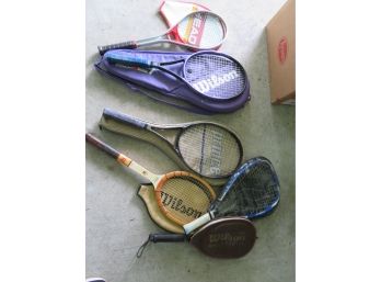 Lot Of Tennis Rackets & Bat/case