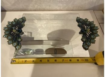 Mirrored Tray With Peacock Handles