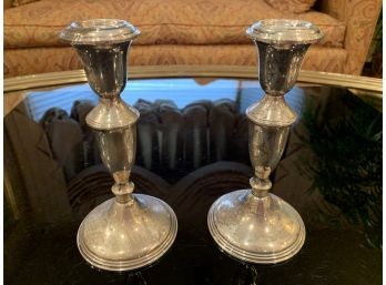 Sterling Silver Candle Holders.  Weighted
