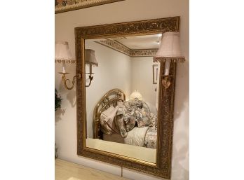 Gold Wall Mirror With Electric Sconces