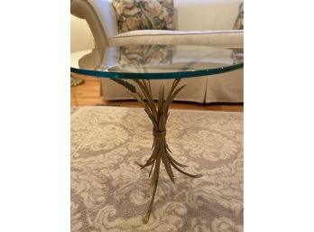 Small Glass Table With Metal Wheat Base