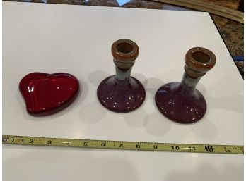 Candleholders And A Heart Of Glass