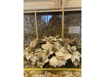Gold Holiday Floral Candle Centerpiece