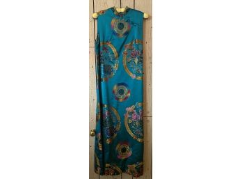 Vintage 1960S Handmade  Korean Turquoise Sleeveless Dress