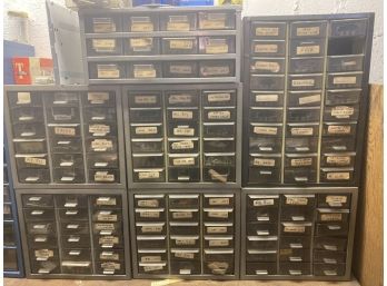 Lot Of Screw/Accessory Organizers. Some Are Filled.