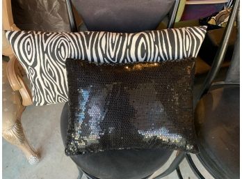 Two Pillows : Zebra, Sequins