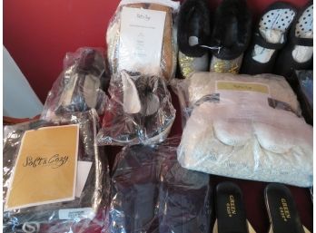 Lot Of Slippers, Cozy Throws (new)