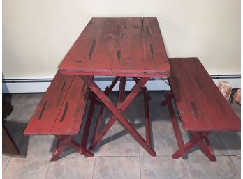 Fold Up Table, Two  Fold Up Benches