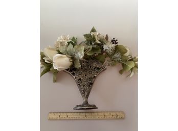 Silver Vase With Dried Floral