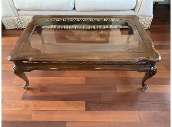 Wood With Glass Top Coffee Table