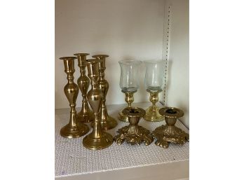 Assorted Brass Candle Holders