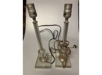 Pair Of Vintage Lucite Lamps