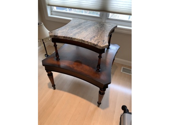 Antique Marble Top 2 Tier Table