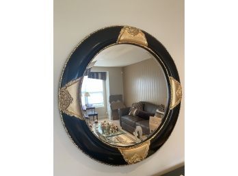 Black & Gold Round Wall Mirror