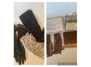 Lot Of Vintage Handbags, Gloves, Scarves