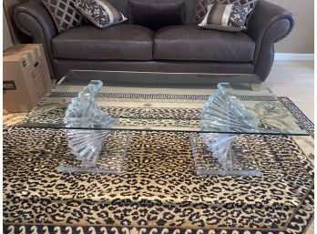 Beveled Glass Coffee Table With Lucite Base