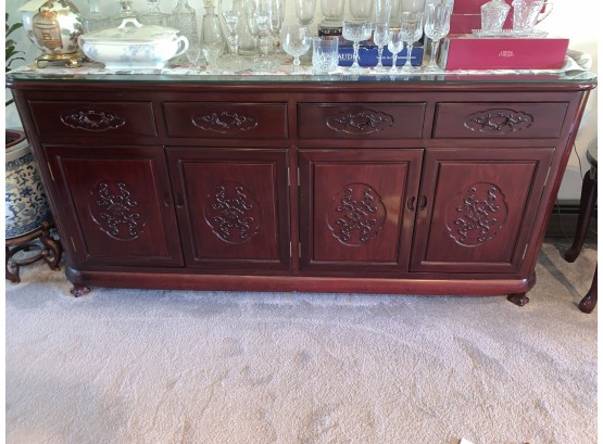 Beautiful Solid Rosewood Server With Intricately Carved Doors