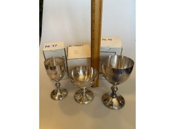 Vintage Raimond Silver Plate Wine Goblets 3 Sizes (8 Of Each)