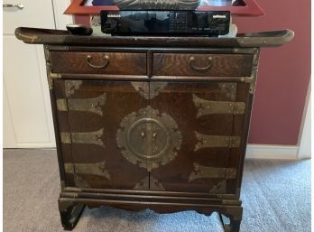 Beautiful Asian Cabinet With Metal Detail