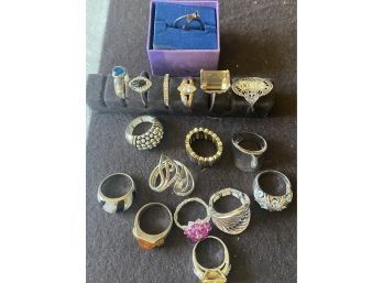Lot Of Silver Toned Rings