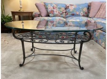 Wrought Iron & Glass Coffee Table