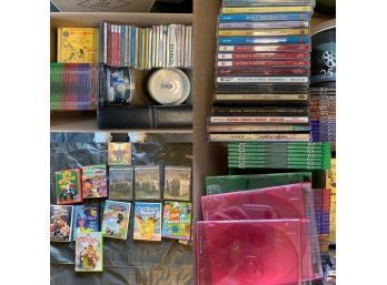 Mixed Lot Of CDs, VHS, DVDs, Storage Cases