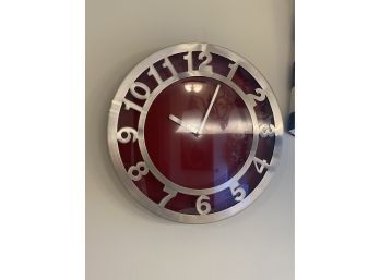 Red & Silver Wall Clock