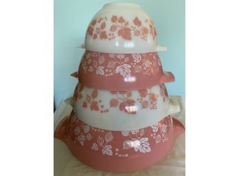 Vintage Pyrex Pink Gooseberry Cinderella Bowls