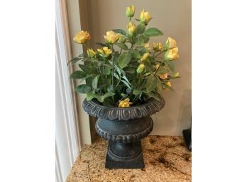 Cast Iron Vase With Artificial Flowers