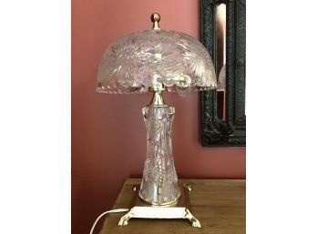 Vintage Crystal Lamp With Metal Base