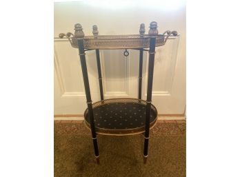 Metal Serving Tray Table Black & Gold