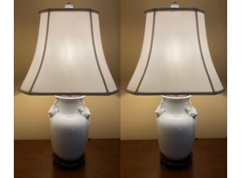 Pair Of 28 Inch Ceramic Lamps