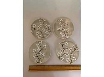 Lot Of 4 Ceramic Plant Plates / Or Can Be Hung As Wall Decor